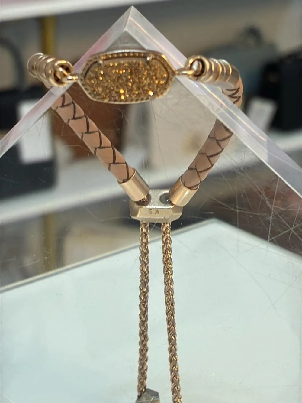 Kendra Scott Gold Glitter Leather Braided Bracelet